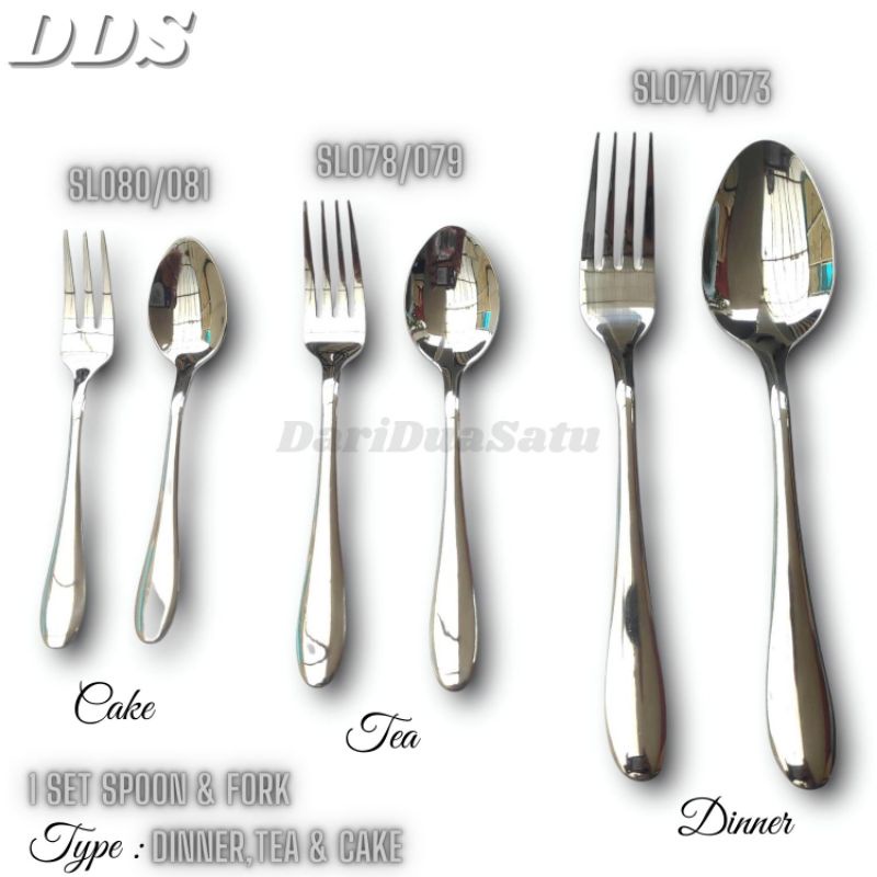 1 Psg Sendok Garpu Hotel Stainless Tebal Premium Dinner Tea Cake Spoon