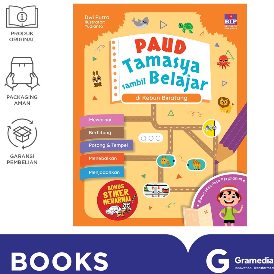 Buku PAUD Tamasya Sambil Belajar: Di Kebun Binatang (Bonus Stiker Mewarnai) (Dwi Putra)-1