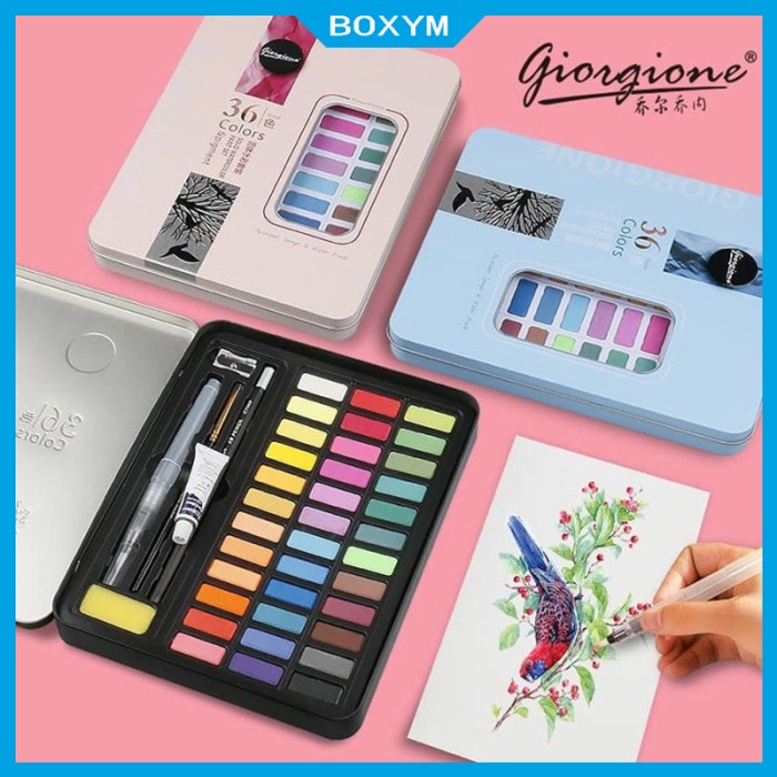 

Produk Terbaru Giorgione Sikat Cat Air Gift/Watercolor 36/48 Pcs Set Metal Tin Case