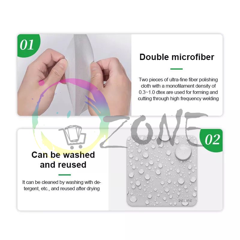 KAIN LAP MICROFIBER DOUBLE LAYER POLISHING CLOTH RELIFE RL-045C