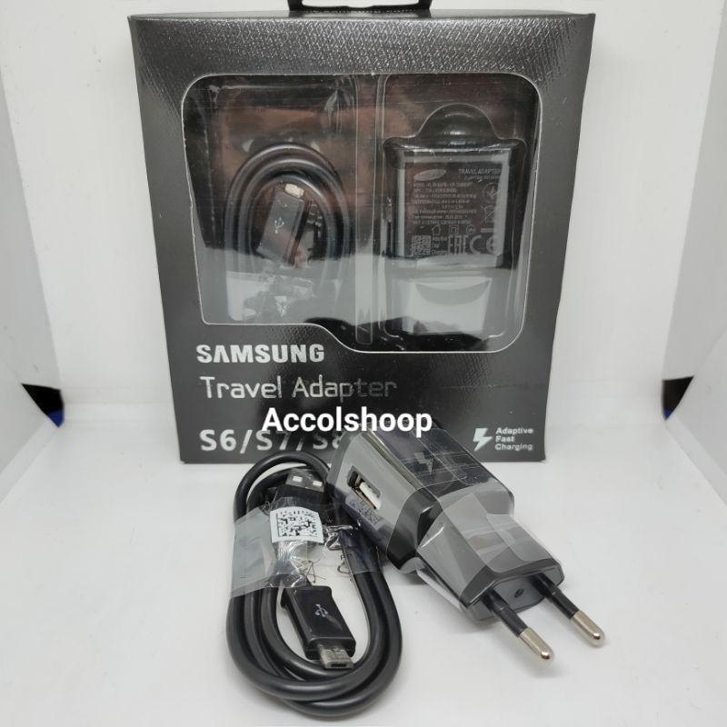 Charger Samsung Ori S6 S7 S8 Fast Charging USB Kabel Micro Hitam