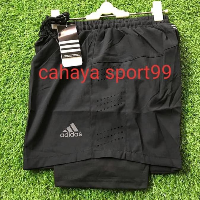 TERLARI5 CELANA PENDEK LARI ADIDAS OLAHRAGA PRIA - Hitam
