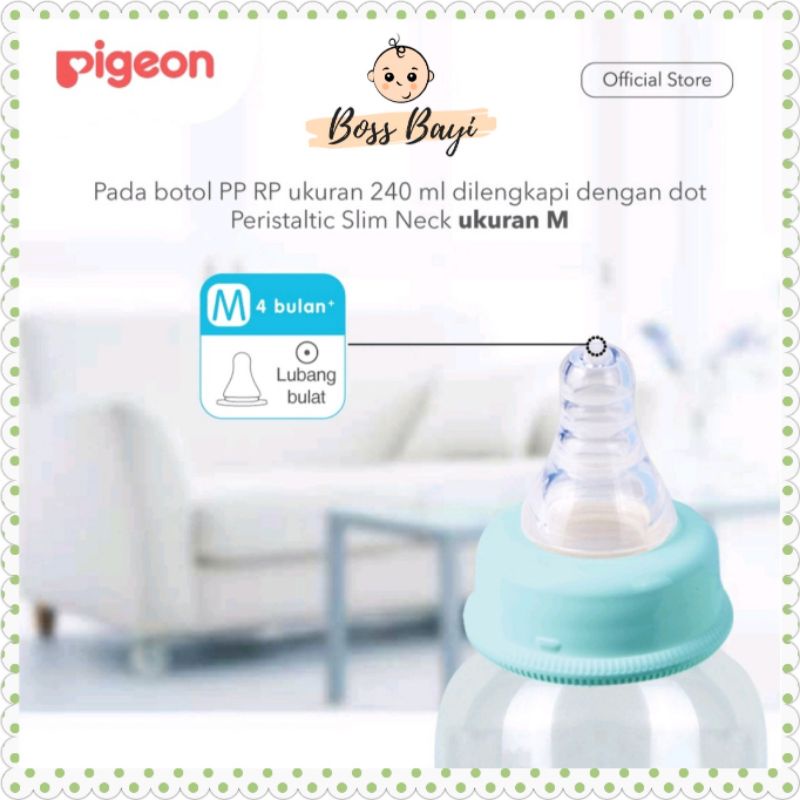 PIGEON - Botol Susu Dot Bayi Anak Peristatic Nipple Slim Neck PP RP Motif Gambar Hewan Langka uk 50ml/120ml/240ml