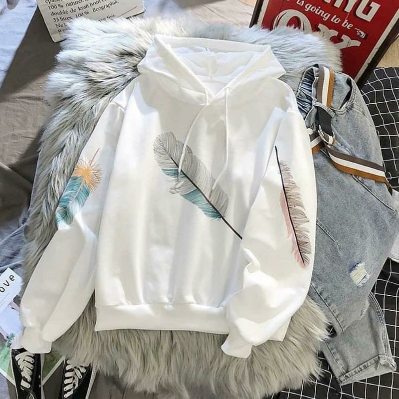 sweater wanita one feather | hoodie cewek feather-2