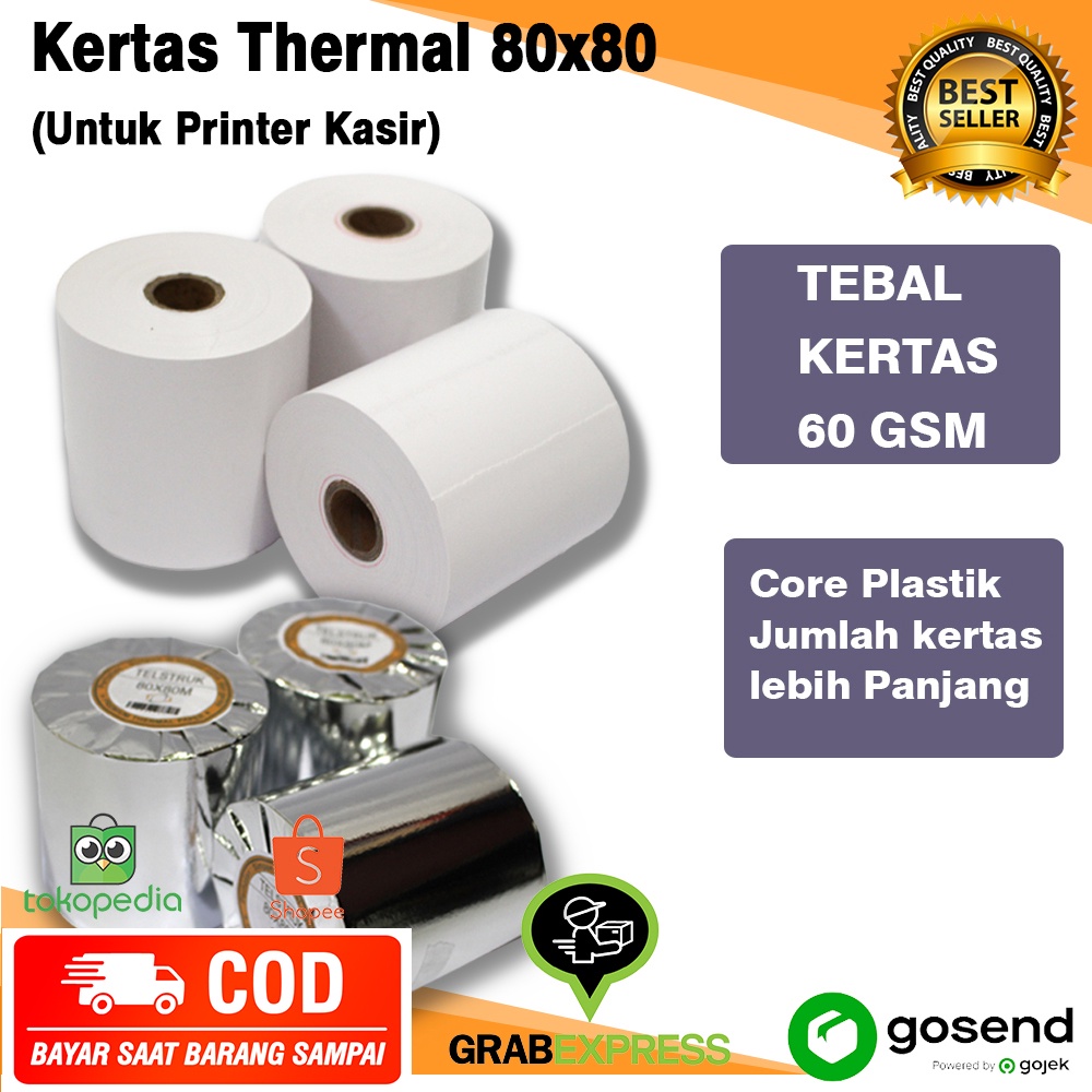 

Kertas kasir / kertas Thermal 80x80mm / Thermal Paper 80x80