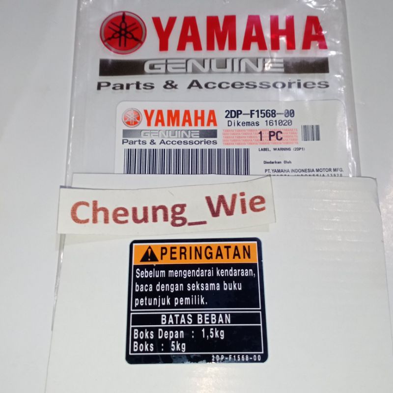 2DP-F1568-00 Stiker Warning dek Yamaha NMAX 155 VVA ori YGP