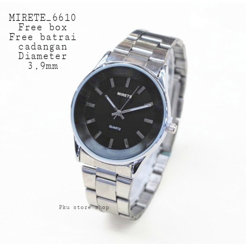 mirete_6610 Free box jam tangan pria terbaru Water  resistant jam tangan pria rantai stainlis stel bulat  jam tangan import mirete