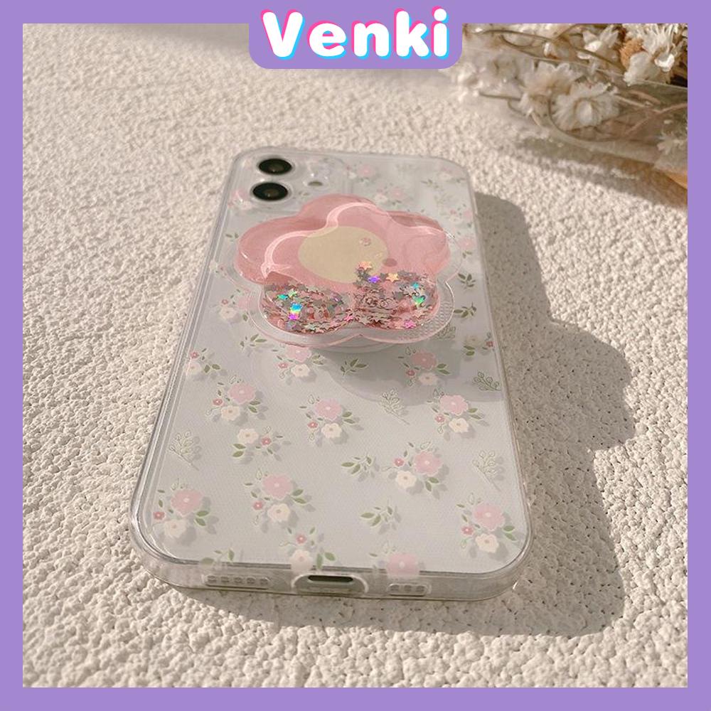 Soft Case Silikon Transparan Motif Bunga Dengan Popsocket Untuk Iphone 13 Pro Max 12 11 P 11