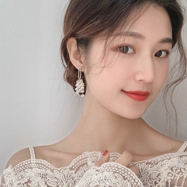 Fashion Korea Sederhana Anting-Anting Populer Panjang Kristal Rumbai Anting-Anting Anggur Wanita Trendi Anting-Anting Temperamen