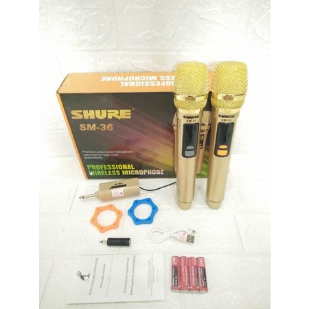 MIC TANPA KABEL Mic Wireless SHURE SM36 / SM 36 GOLD EDITION NEW TYPE KUALITAS MANTAP