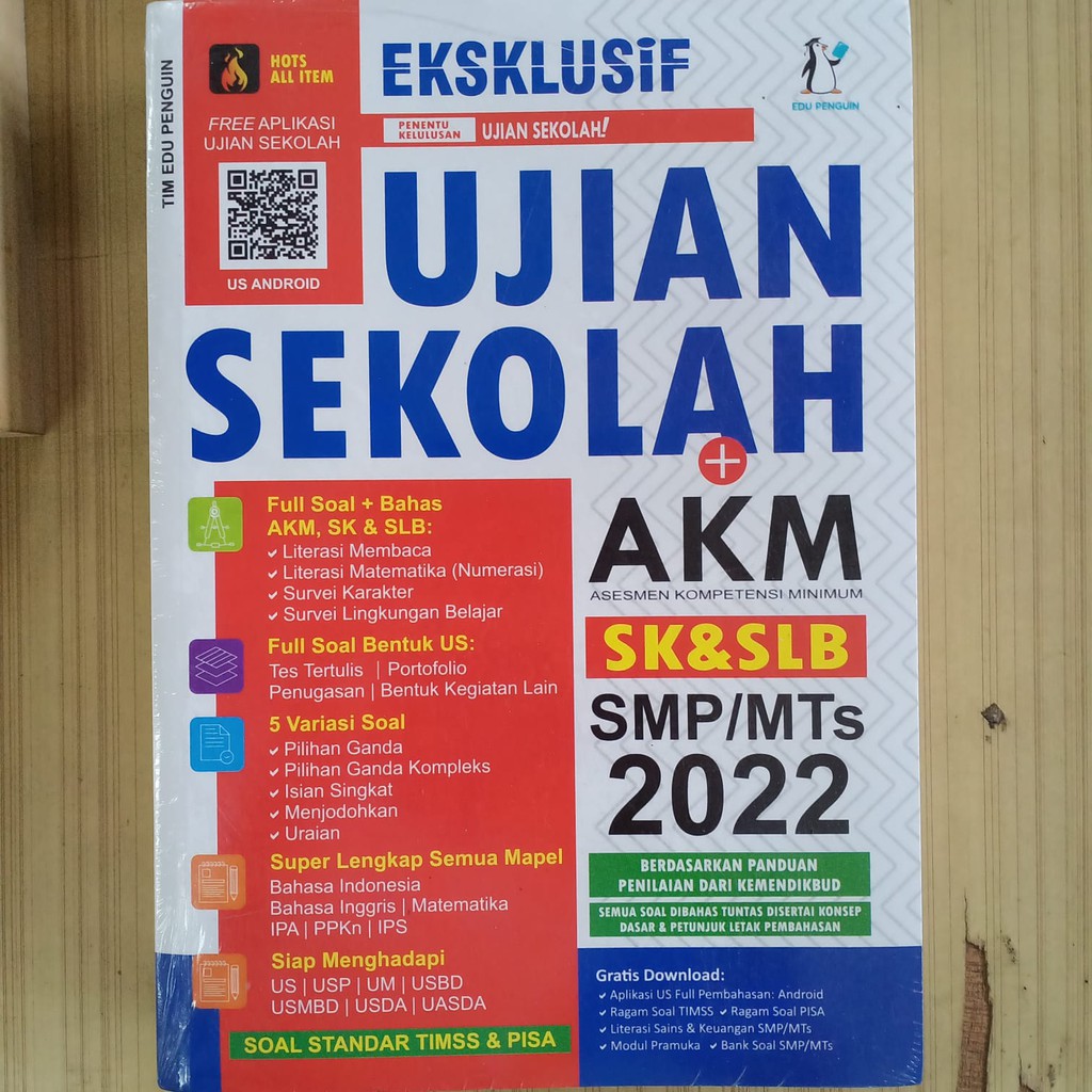 BUKU ORIGINAL EKSKLUSIF UJIAN SEKOLAH + AKM SMP/MTs 2022 - EDU PENGUIN