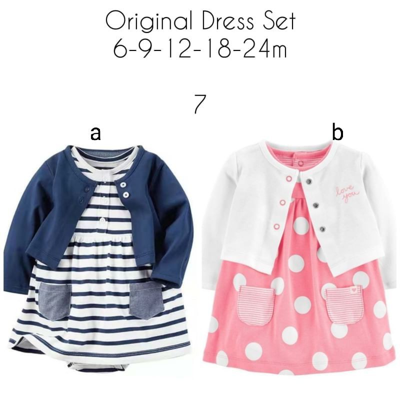 Set Cardigan bayi/ Dress romper bayi/ baju bayi import