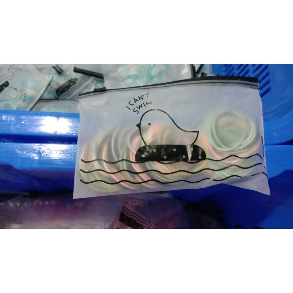 FAYES Ikat Rambut I Can Swim 100 pcs / Karet Rambut / Kuncir Rambut Warna Warni COD AW06-MIX 5 PATTERN