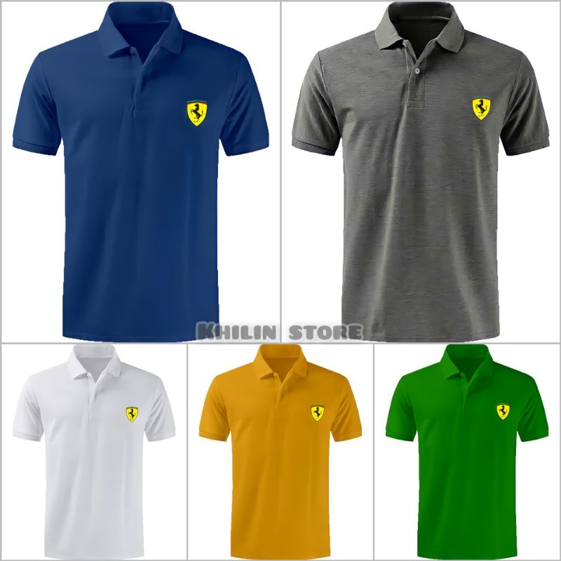 Kaos pria Kerah Kaos POLO FERRARI baju pria kerah lengan pendek FERRARI kaos Kerah distro