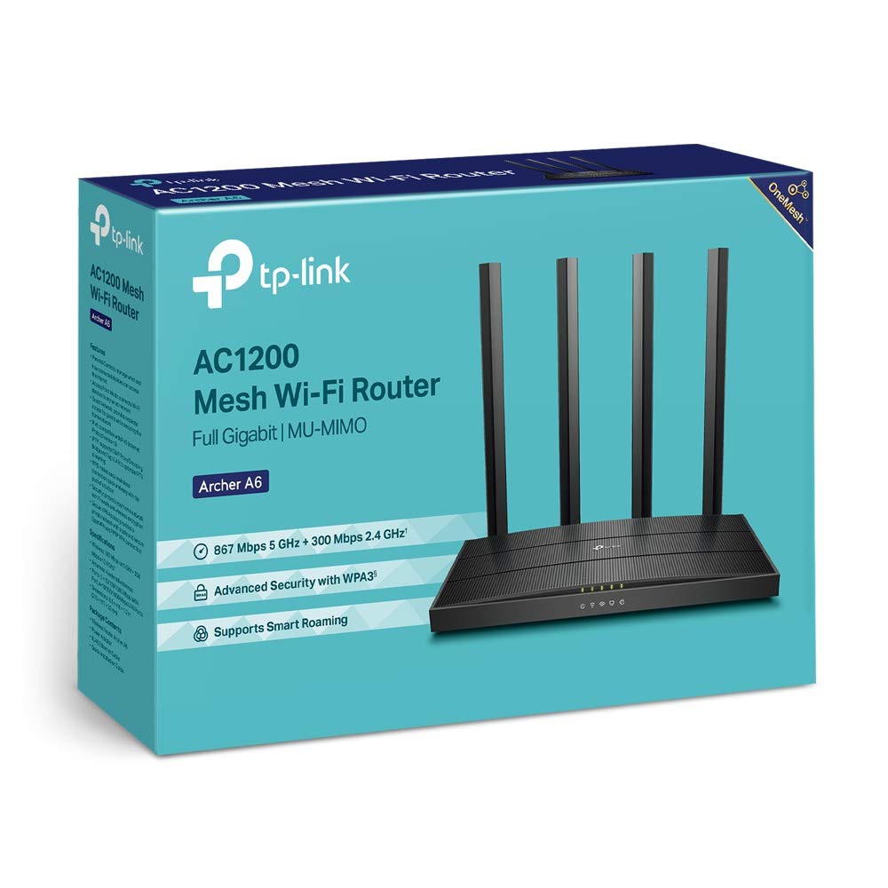 Wireless router tp-link wifi 1167Mbps ac1200 gigabit mu-mimo iptv ipv6 with access point archer a6