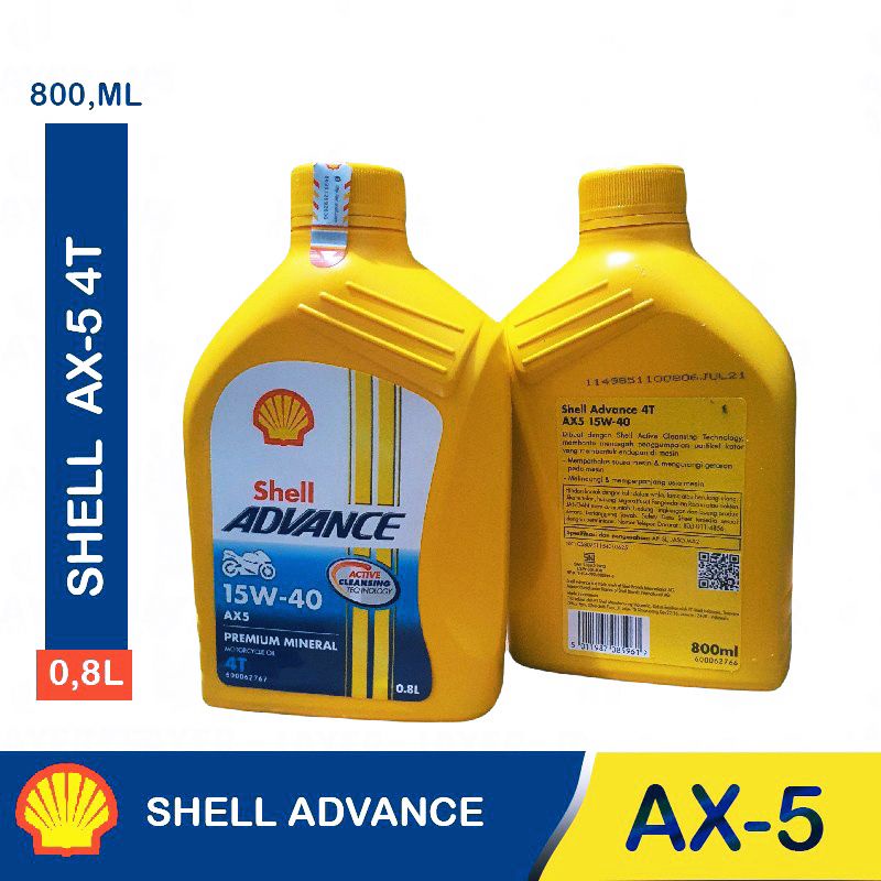 Oli Motor Manual Shell Advance AX5 15W-40 Motor 4T Supra Revo Blade Jupiter Vega