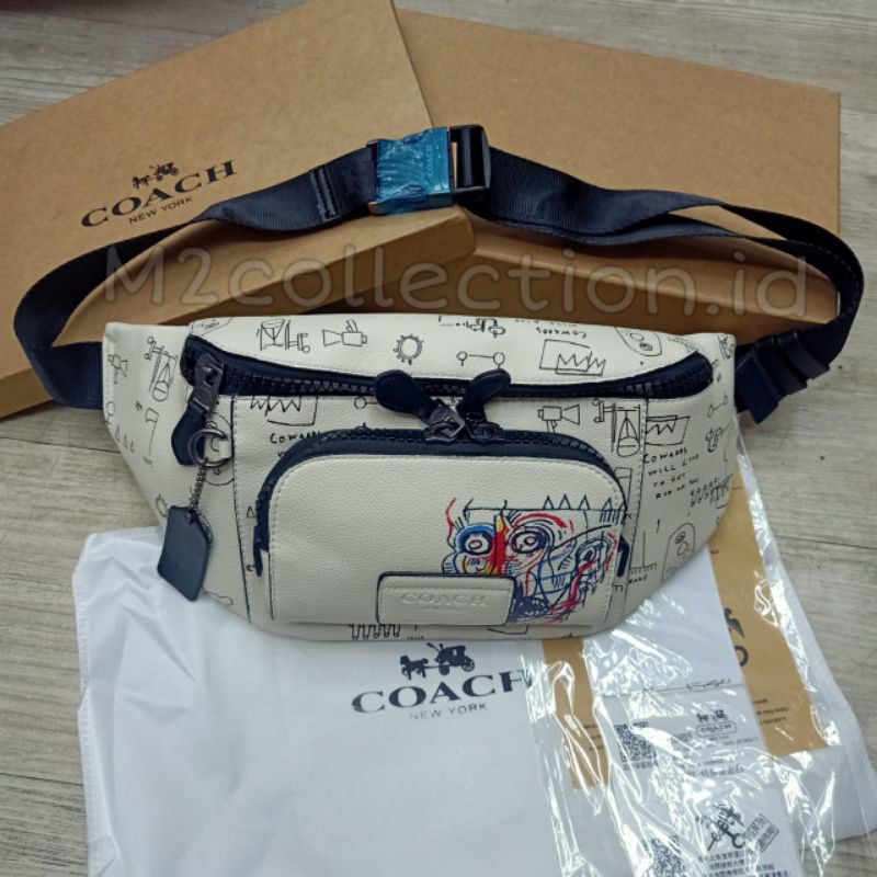 Waistbag Coach White Grafithie Belt Bag Tas Pinggang Mirror Quality