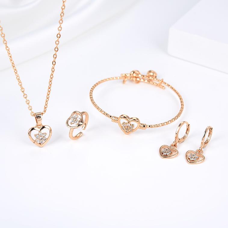 JVK« Lavish Jewelry 36s  Set Perhiasan Titanium Anak Wanita Anti Lapis Emas Karat Isi Love  Dan Tidak Luntur Perak Perempuan  Asli   Antikarat Lapis Kalung Dan Anting Terbaru Gelang Dan Cincin 24k