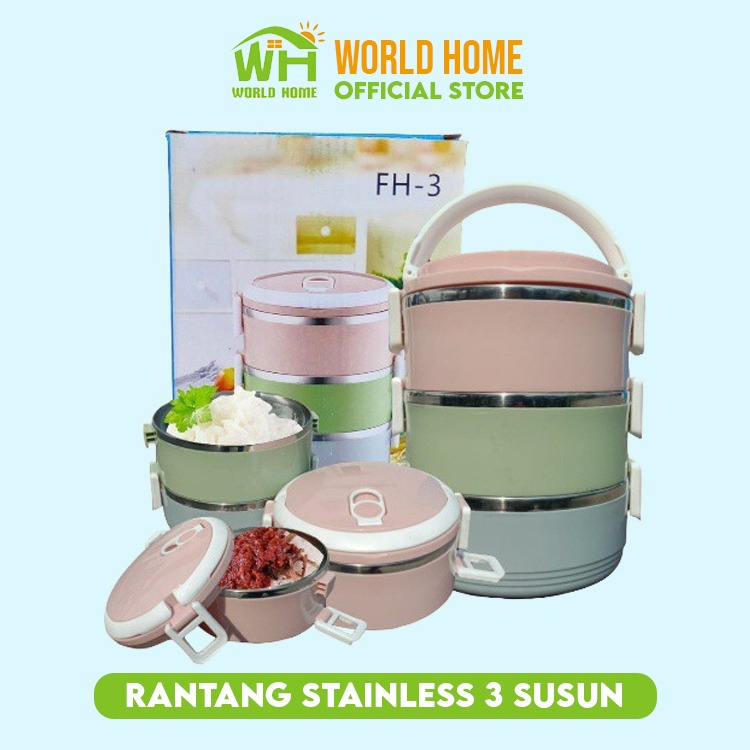 Rantang Stainless Tahan Panas Kedap Udara Rantang Bekal Makanan WHI FURNITURE SHOP