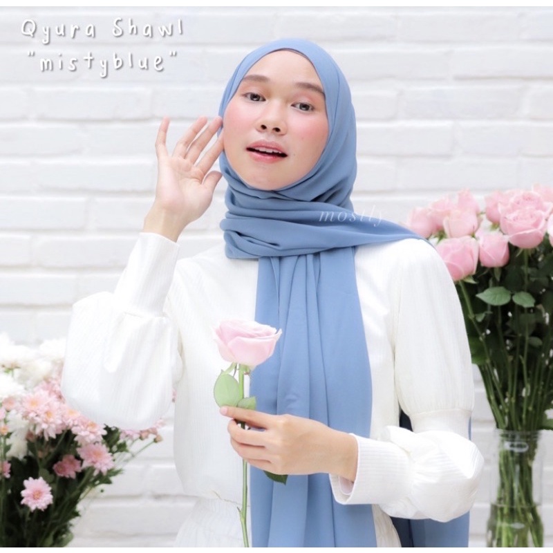 Itsmostly - Qyura Shawl-Misty blue