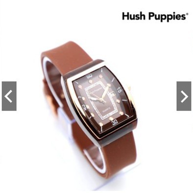 (DG) Jam Tangan Wanita Hush Puppies Korea Fashion Oval Strap Rubber HP-66 Tanggal Aktif