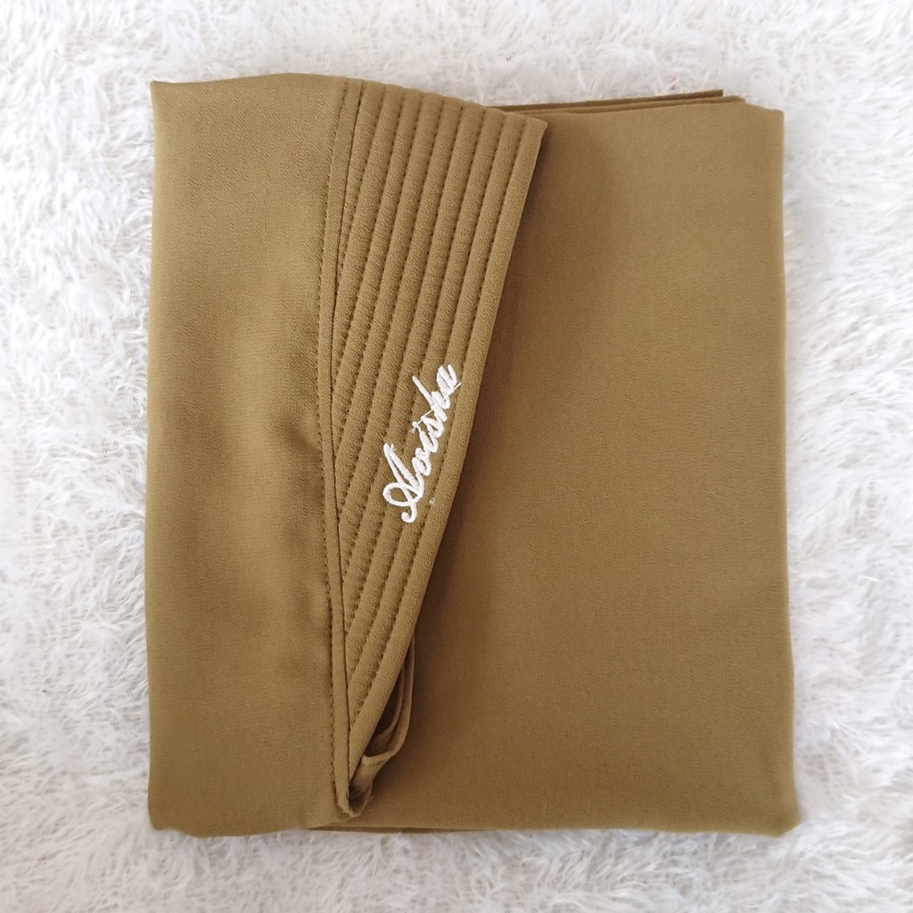Jilbab Instan Ceruty 2 Layer Oval Jumbo Polos/Khimar Ceruty Sayana-Zaitun