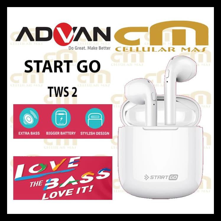 {{BAYAR DI TEMPAT}} Advan Earphone, Earbuds Start Go TWS 2 Wireless Bluetooh - Putih PROMO [Kode
