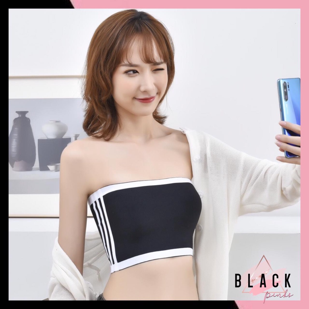 Blackpink Bra Kemben Push Up Tanpa Tali Bandeau Motif Garis  Pakain Dalam Wanita Anti Slip 1163