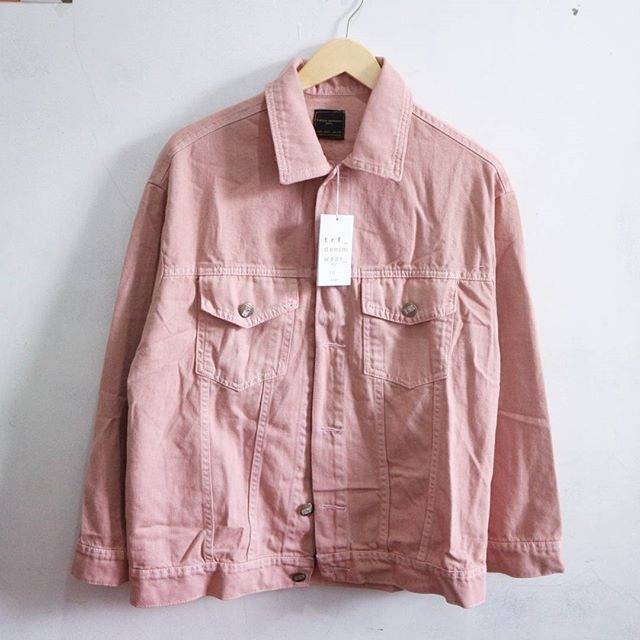 Jual OVERSIZE JACKET JEANS PINK ZARA   JACKET DENIM ZARA   JAKET JEANS PINK Diskon