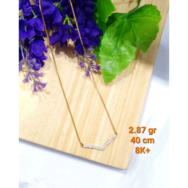 Kalung emas asli rantai italy santa full permata putih aurel fuji kadar 375/8K, (02,18-09)