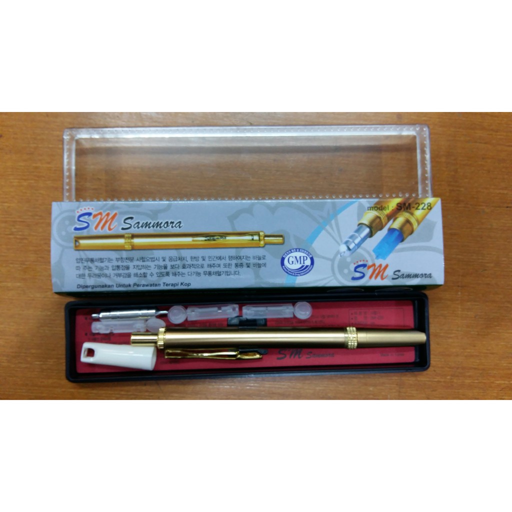 

jual Lancing Device / Pen Bekam Stainless Gold Dus Hijau SM 228 Termurah ypg