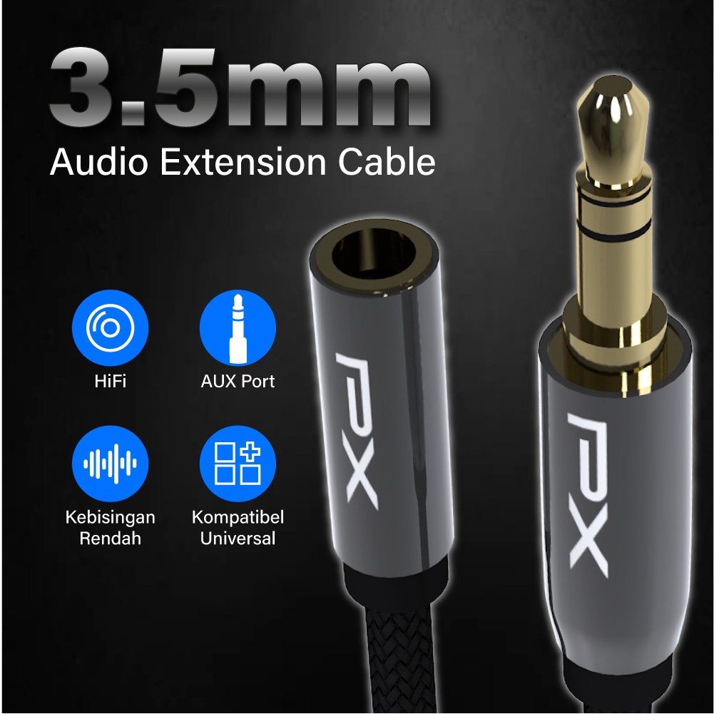 Kabel Aux Extension Audio 3.5mm Male to Female 1 M PX CO-YP0310