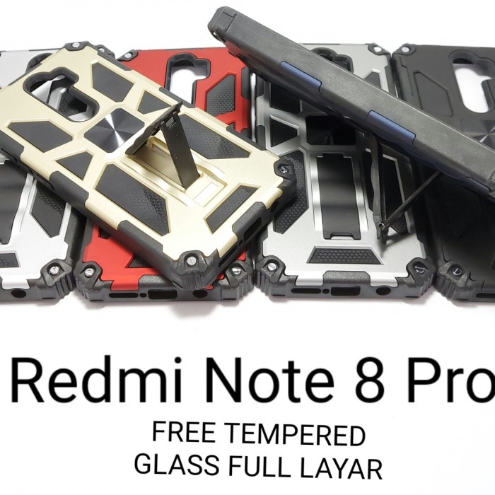 SALE Case HP Anti Benturan Iron Stand Xiaomi Redmi Note 8 Pro Kondom NEW ARZ