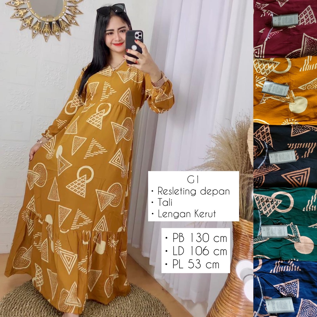 GAMIS RAYON MOTIF ABSTRAK PREMIUM G1