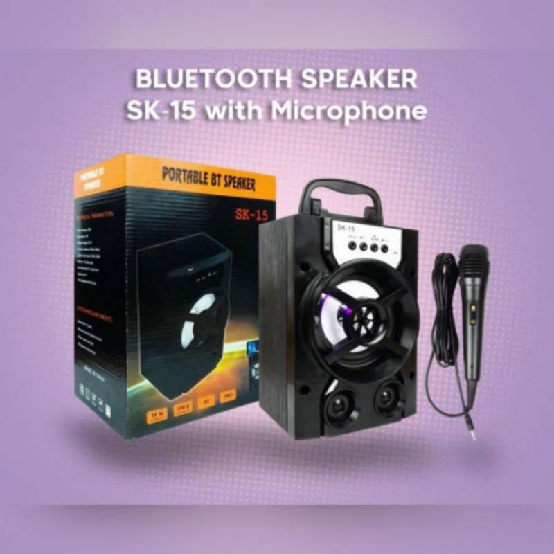 Speaker Bluetooth Wireless LED SK-15 + Free Mic Microphone