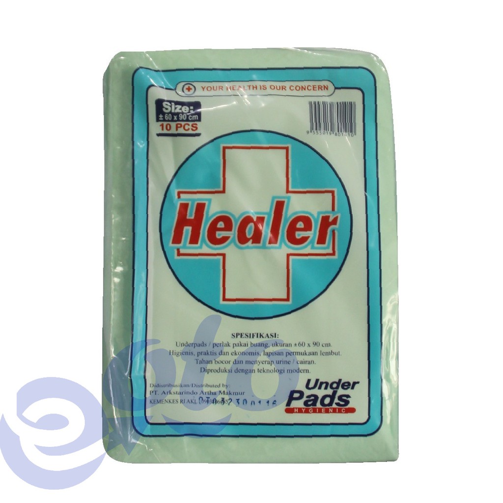 HEALER Underpad Under pad Perlak Sekali Pakai Alas Pasien Menyerap Urine Darah uk 90x60cm isi 10 pcs