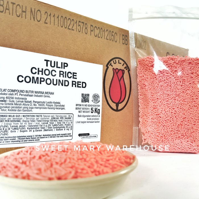 Tulip Meises RED 100gr Meses Merah Muda Chocorice Ceres Pastel Pink