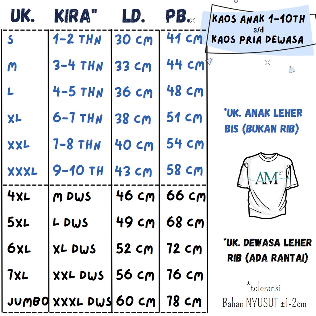 Baju Kaos Anak Cowok 3-12 tahun - Remaja- Dewasa S- 7XL-XXXL Pria Dewasa &quot;Diamond ML&quot;