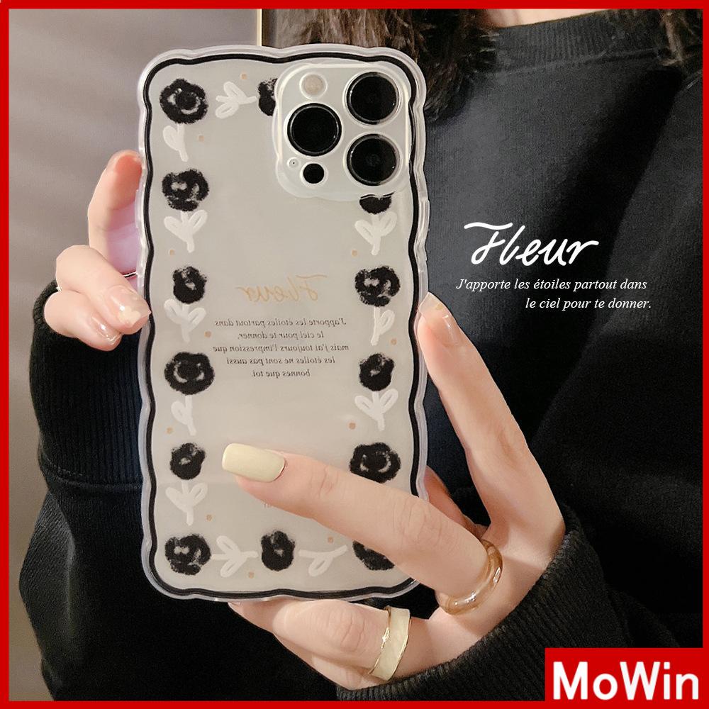 Soft Case Silikon Transparan Motif Bunga Mawar Hitam Untuk iPhone 13 Pro Max 12 Pro Max 11 7 Plus