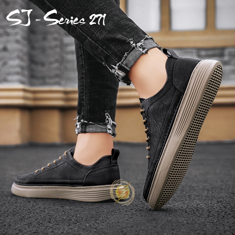 {JWALK} (FREE BOX &amp; KAOS KAKI) Sepatu Sneakers Pria Kulit Sintetis Casual Trendy Semi Formal bisa untuk kerja kualitas import premium (271)