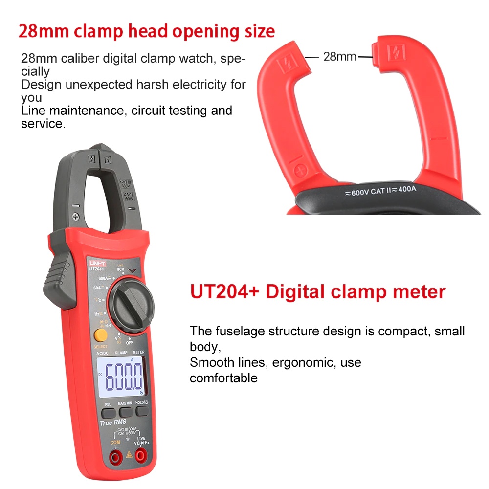 Tipe UT204+ / UT-204+ Tang Ampere / Clamp Meter AC + Temperature UNI-T