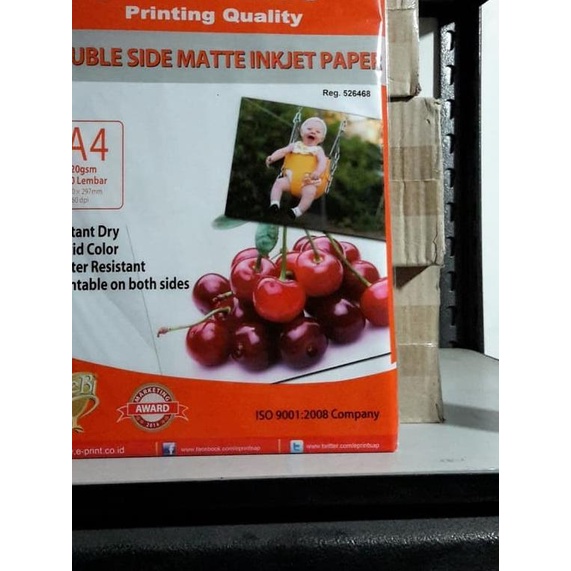 

♥ Eprint Photo Paper Double Side Matte Inkjet Paper A4 220gsm ◘