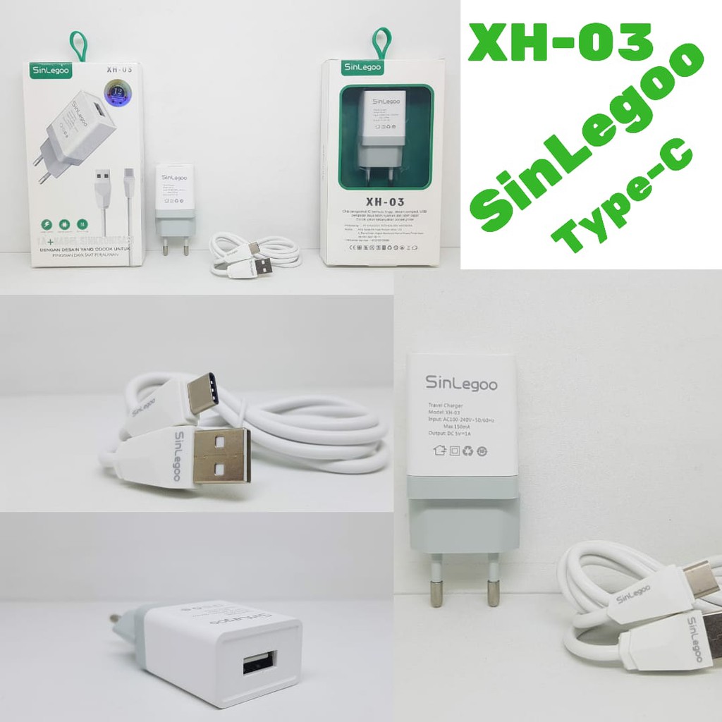 Travel Charger Type C XH-03 SINLEGOO 1A plus Kabel Sinkronisasi Data Cable TYPE C XH 03 XH03 GARANSI