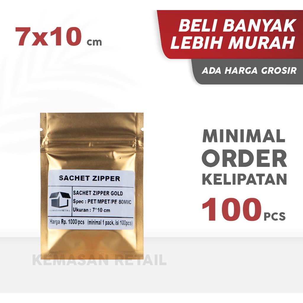 Plastik Kemasan Sachet Gold Glossy 7x10cm Ziplock  - Kantong Kemasan Sachet Makanan