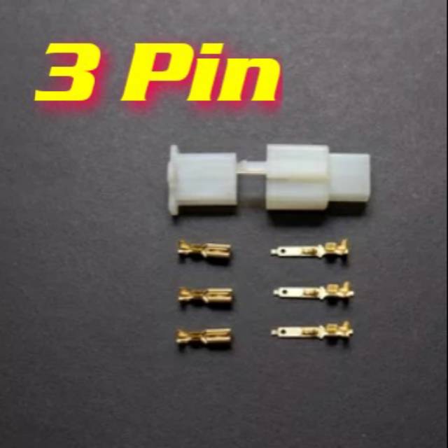 Jual Soket 3 pin kecil + skun / soket motor / konektor / kabel motor