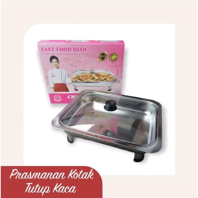Kotak Prasmanan/ Wadah saji makan tutup kaca
