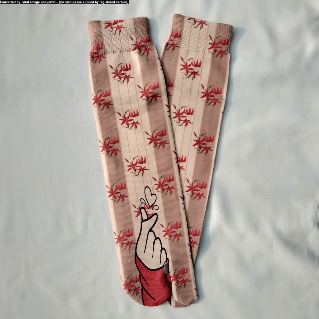 Premium Kaos Kaki Jempol Printing Muslimah  Kaos Kaki Motif Wanita Dewasa Panjang Sebetis-7