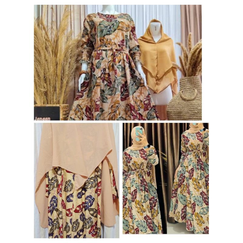 gamis janda bolong setelan kerudung