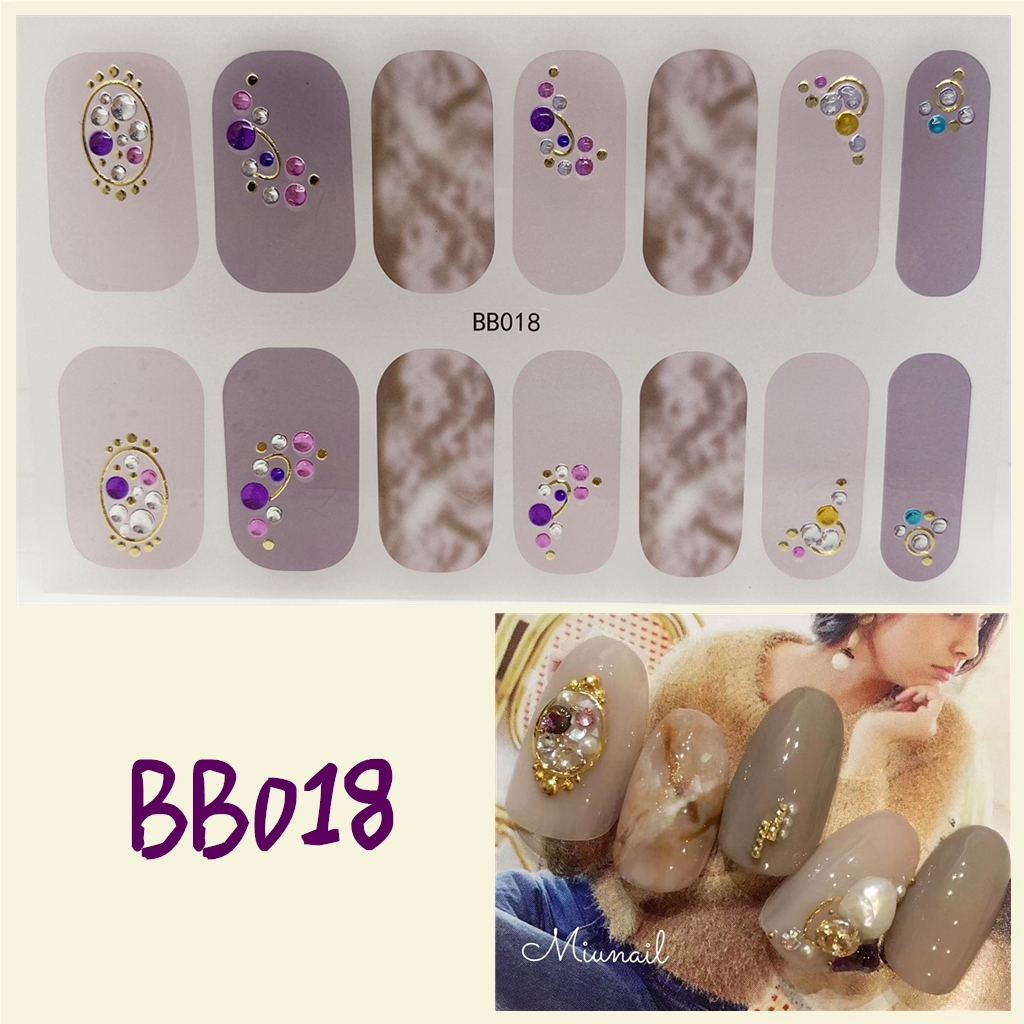 Stiker Kuku 3d Desain Berlian Mutiara Permata Warna-Warni Untuk Manicure Bb001-018