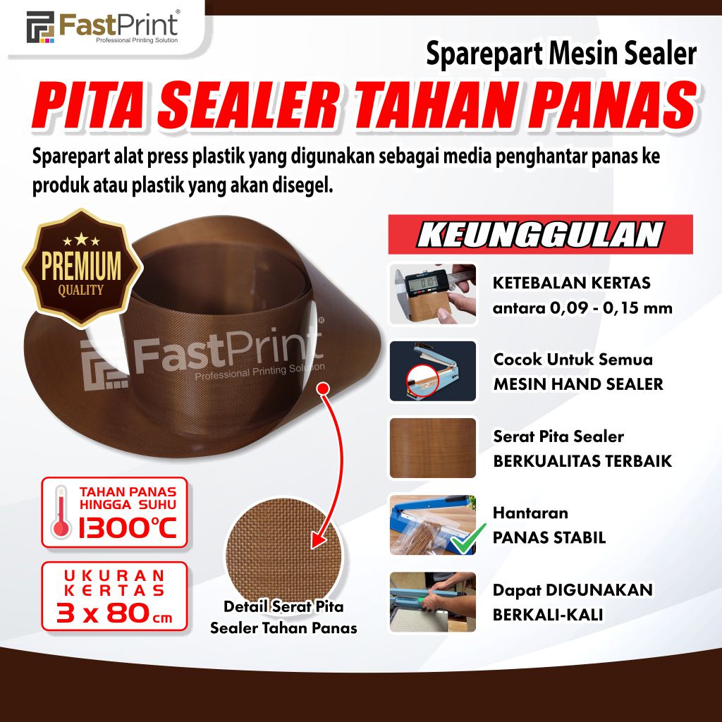 Fast Print Kain Tahan Panas Sealing Belt Sparepart Mesin Alat Press